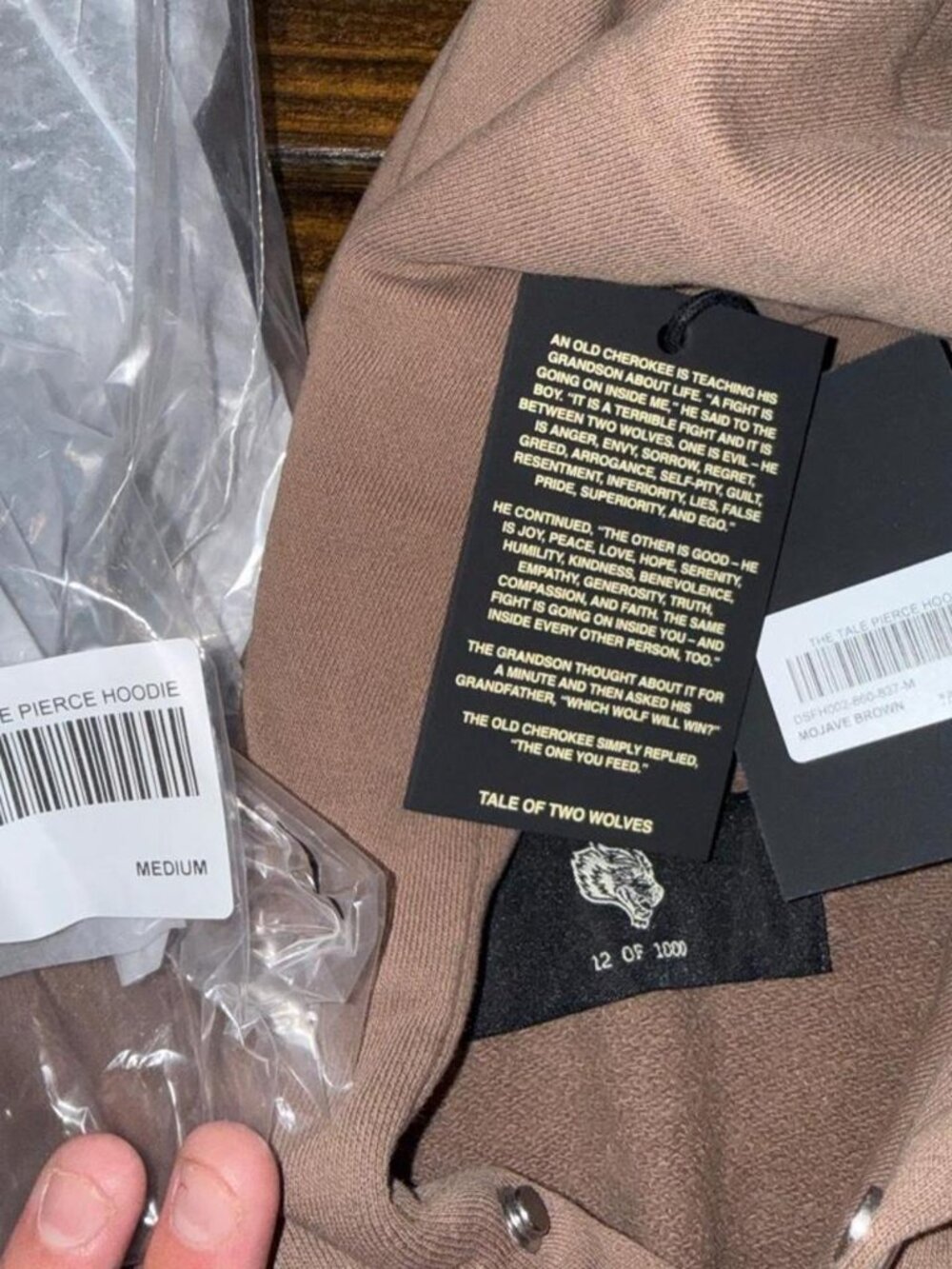 Darc Sport x Tale of Two Wolves Mojave brown pierce hoodie - Picture 3 of 3